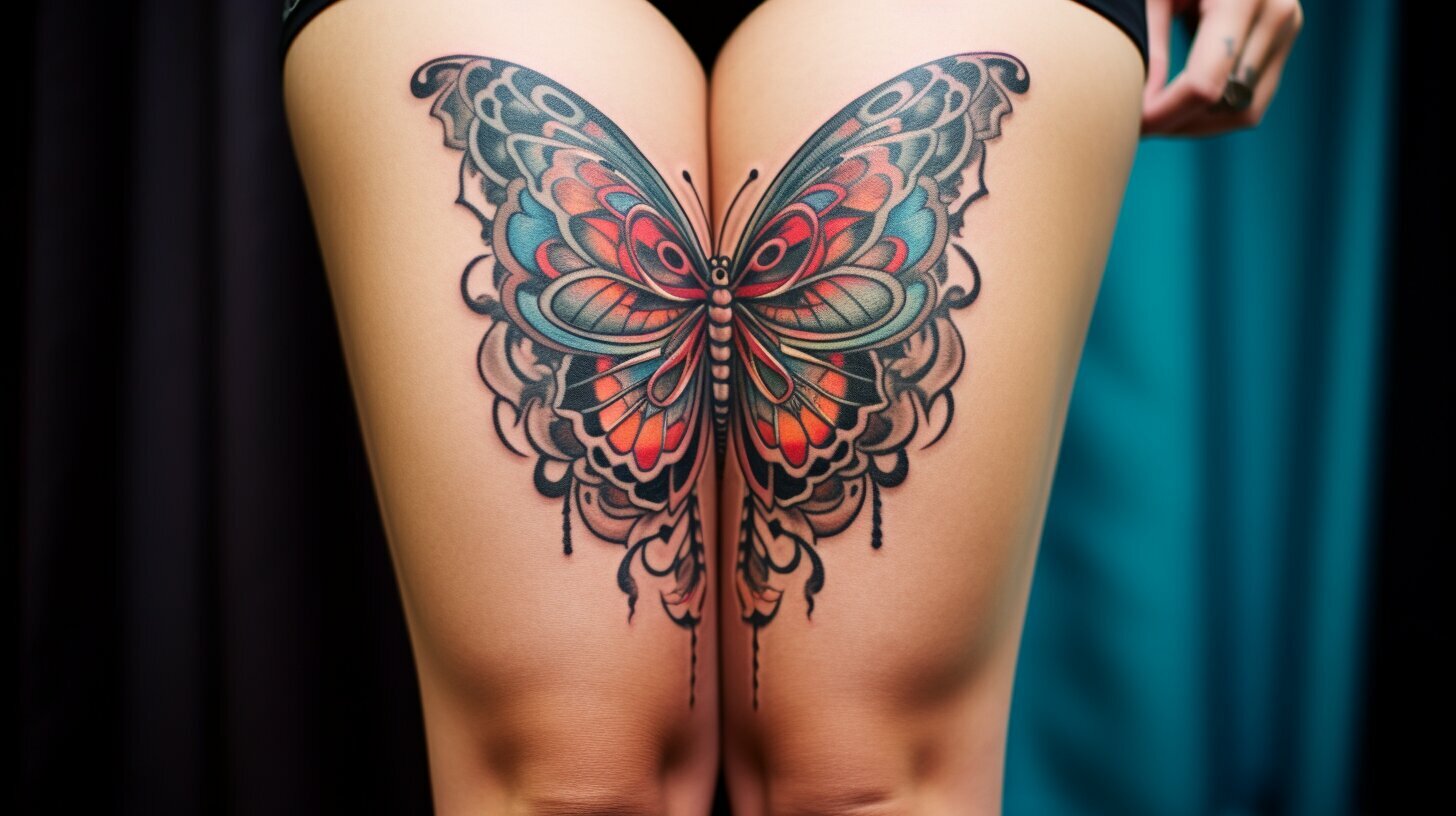 butterfly above knee tattoo meaning