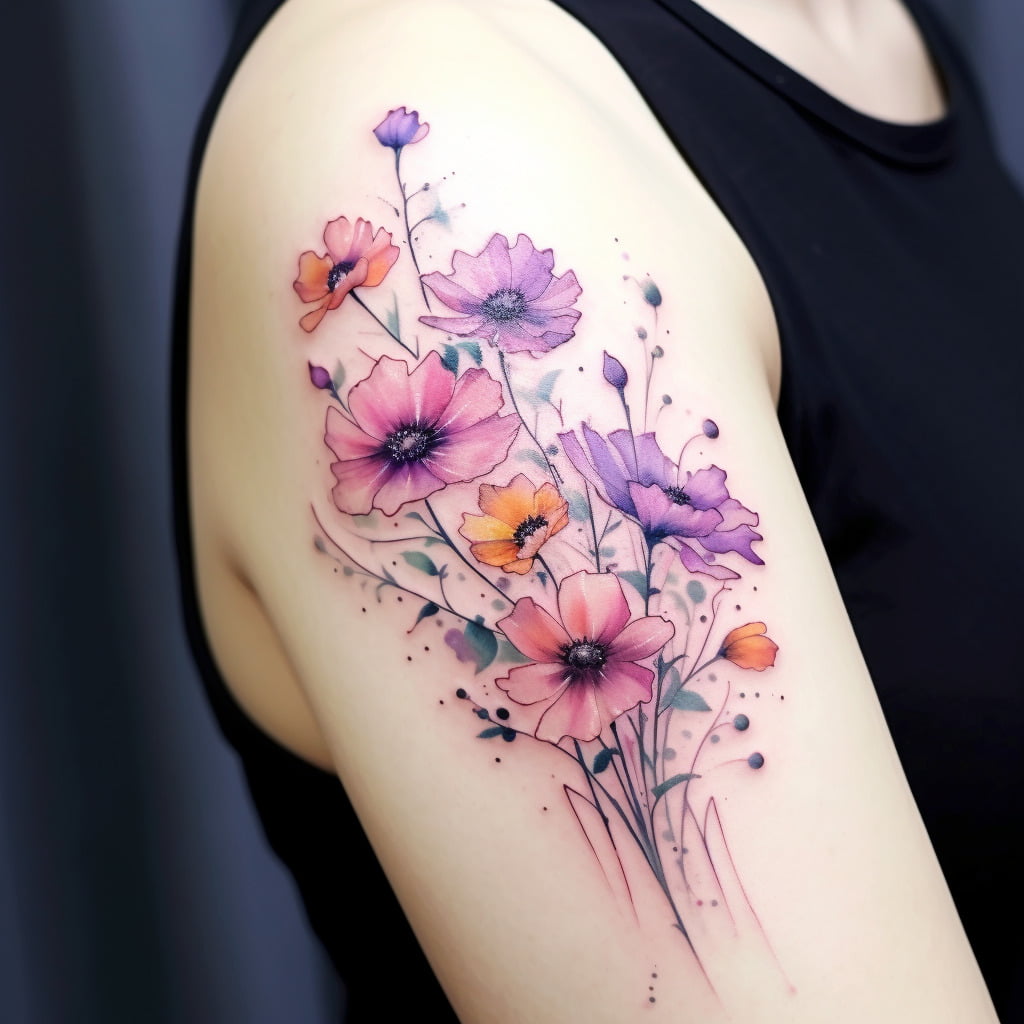 Unveil the Cosmos Flower Tattoo Meaning Symbolize Your Journey