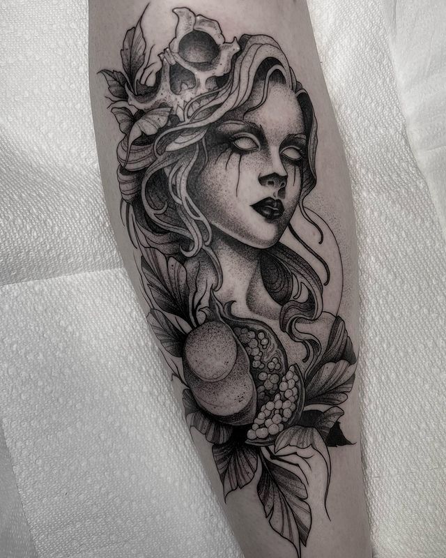 persephone tattoo shin