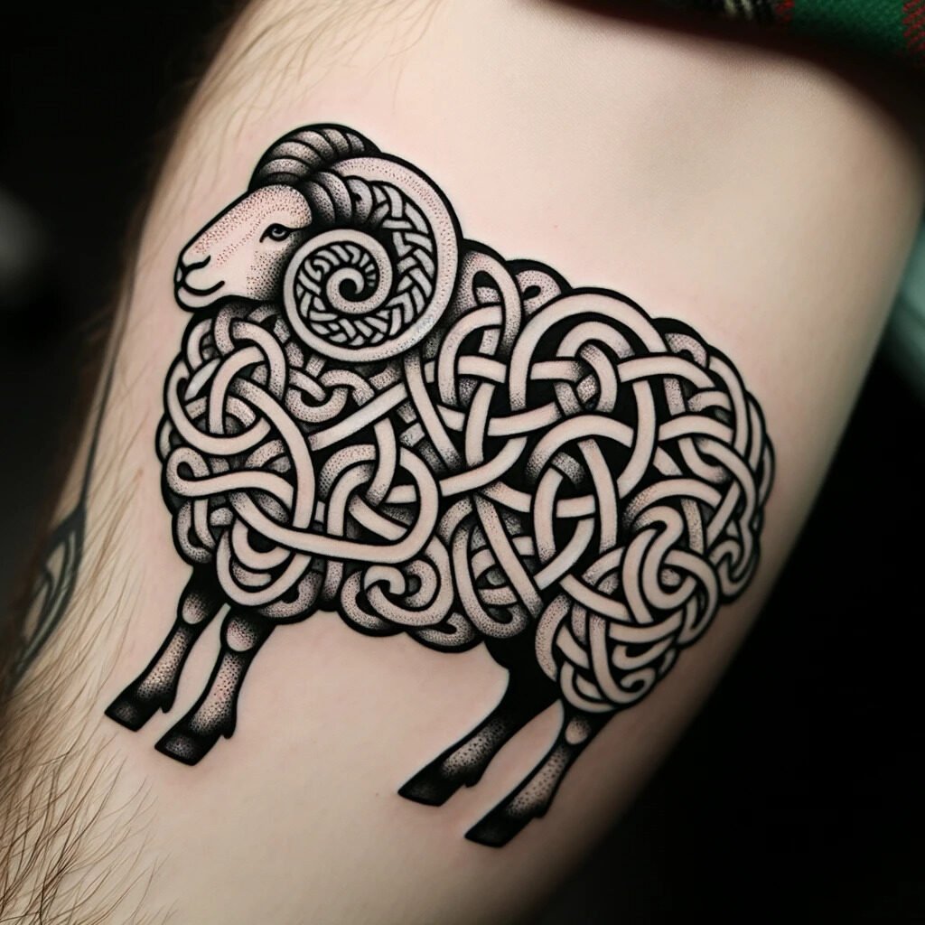 celtic sheep tattoo edited
