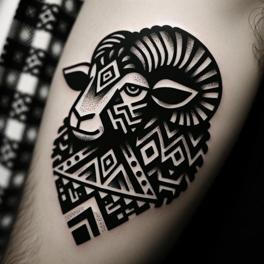 tribal sheep tattoo edited